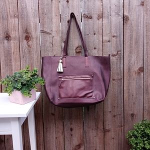 NWT Bath and Body Work Sheen Maroon Shouler Tote Bag
